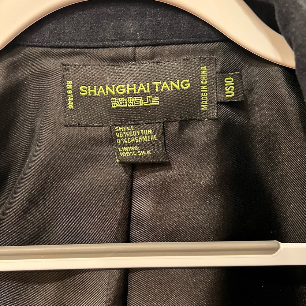 Shanghai Tang Deep Navy Suede Cotton Cashmere Blend Jacket , Size US 10 - Picture 14 of 17